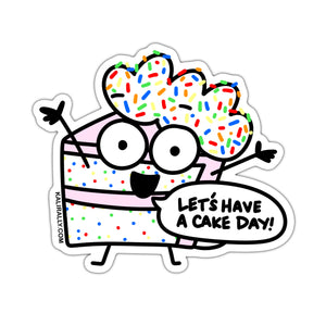 Let's have a Cake Day confetti cake birthday sticker, waterproof sticker
