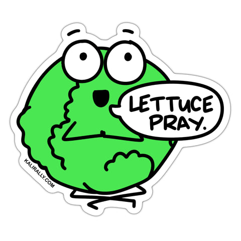 Lettuce pray sticker, funny food sticker, cute Bible study decal, waterproof vinyl sticker
