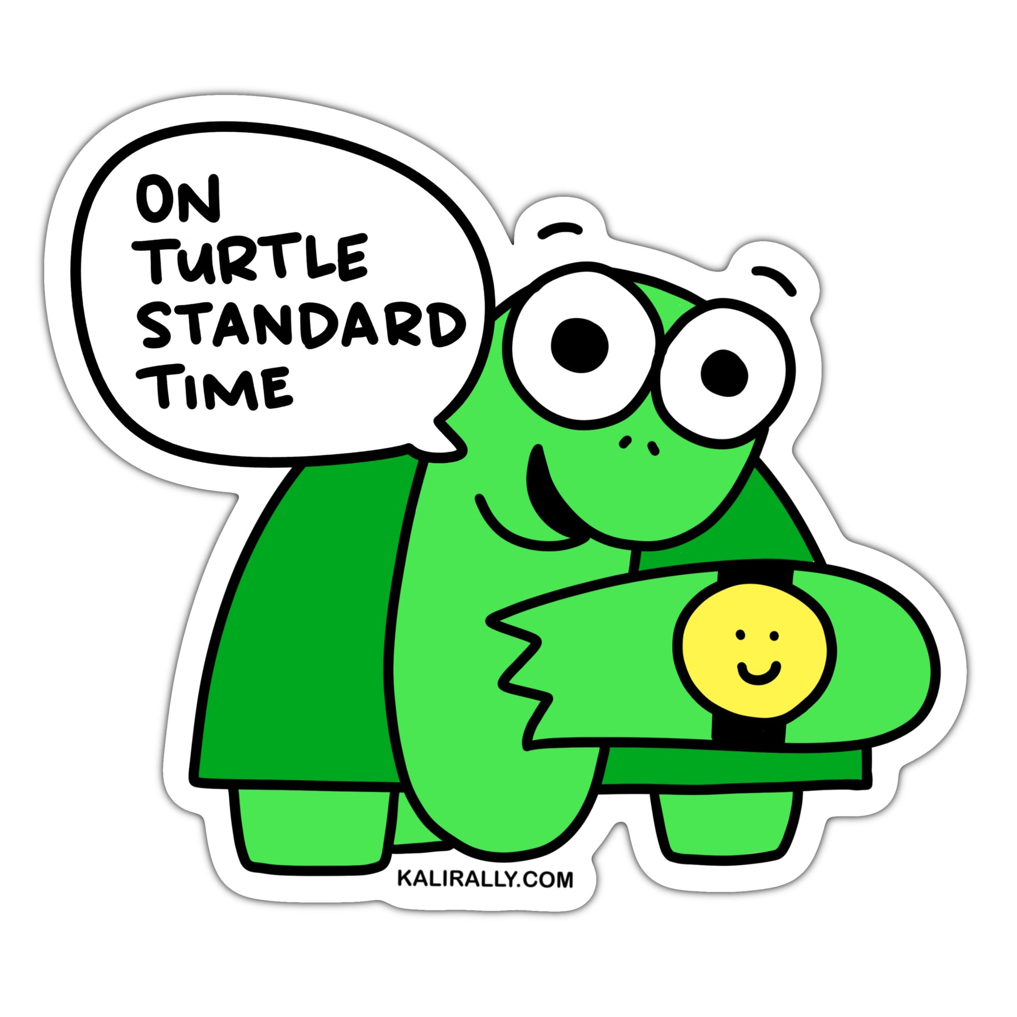 On Turtle Standard Time, always late sticker, procrastination sticker, slow and steady wins, waterproof vinyl sticker