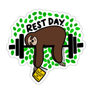 Rest Day Sticker, fun lifting sticker, cute CrossFit sticker, waterproof vinyl sticker