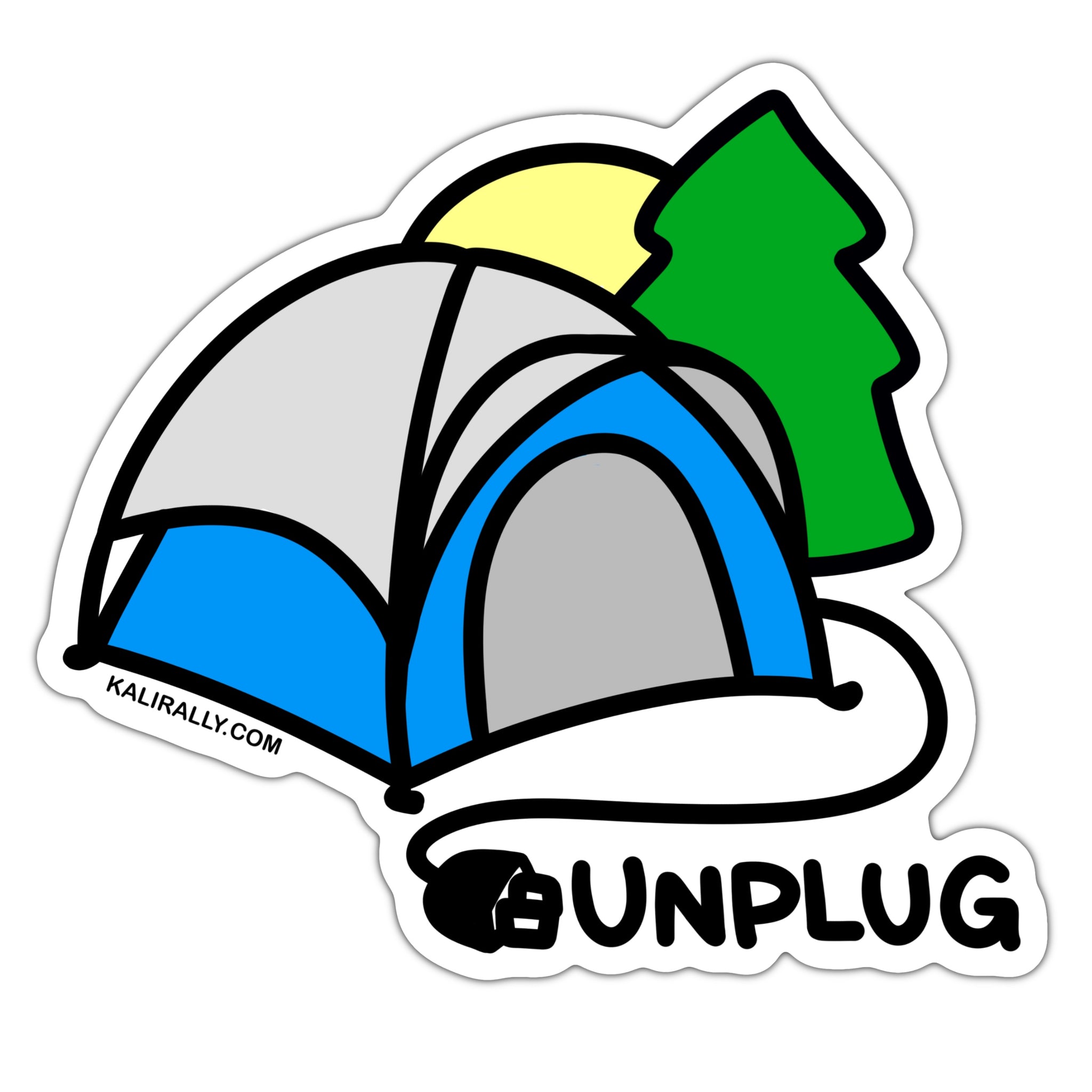 Unplug camping sticker, happy camper sticker, tent sticker, hiking sticker, waterproof vinyl sticker