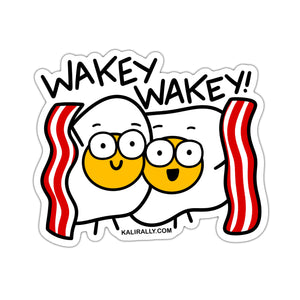 Wakey wakey eggs and bakey sticker, waterproof sticker